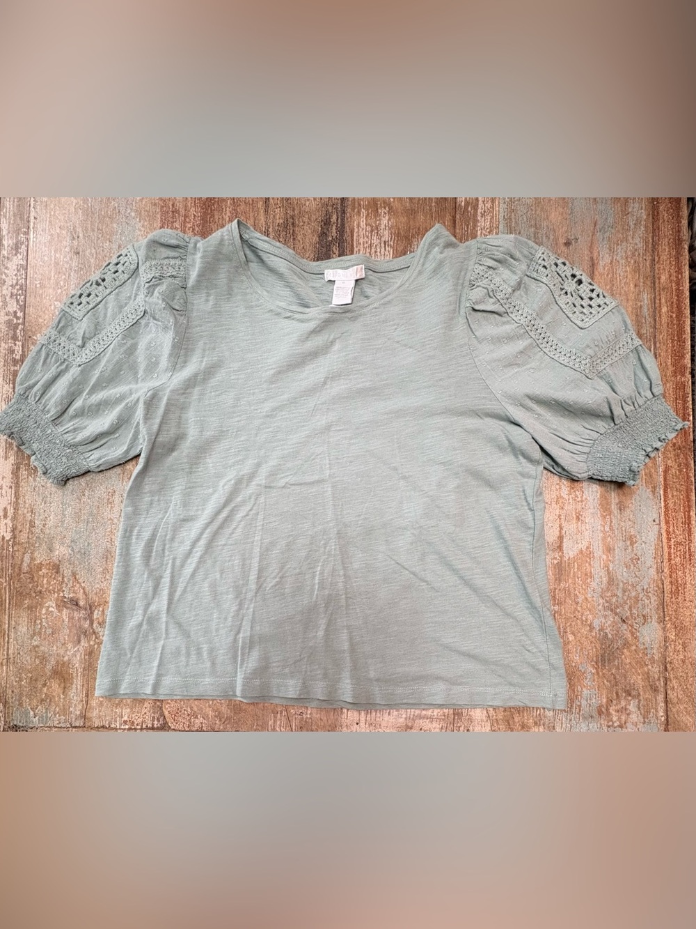 Design History Sage Green Puff Sleeve Knit Top